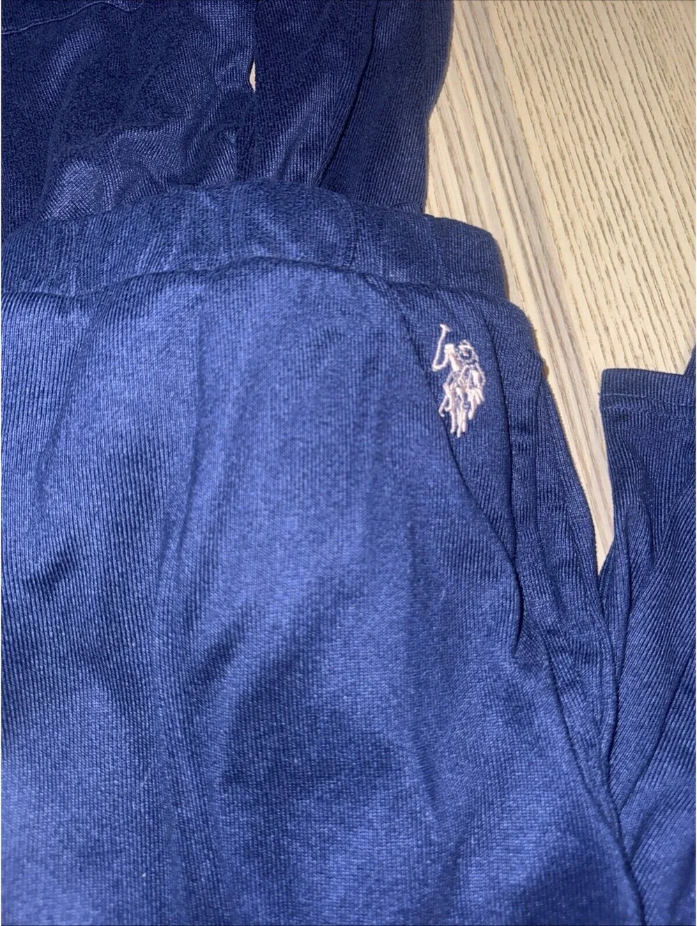 US Polo Assn Women’s Pajama Set Navy Blue Pink Piping Button Up Long Sleeve